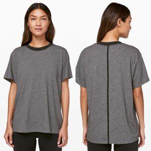 Lululemon All Yours Boyfriend Tee Micro Stripe Black White Size 2